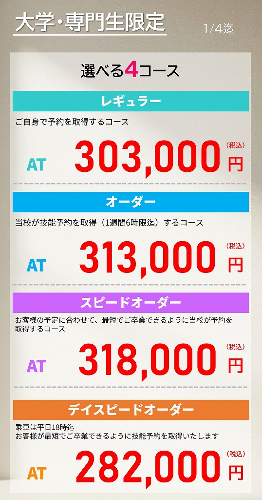 大学生 免許 料金