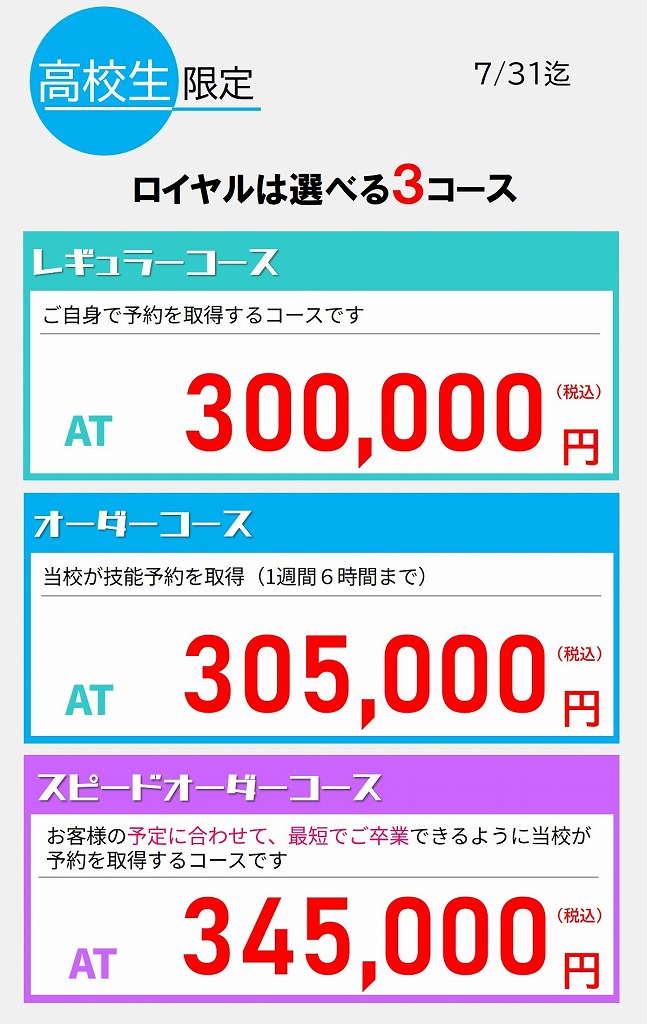 高校生　免許　料金