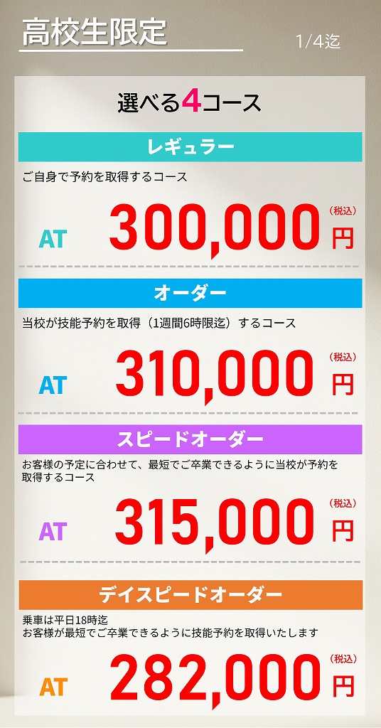 高校生　免許　料金