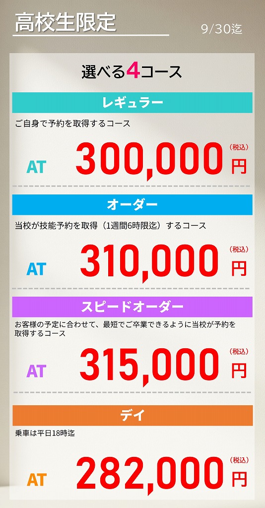 高校生　免許　料金