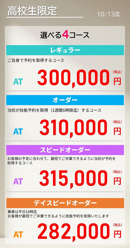 高校生　免許　料金