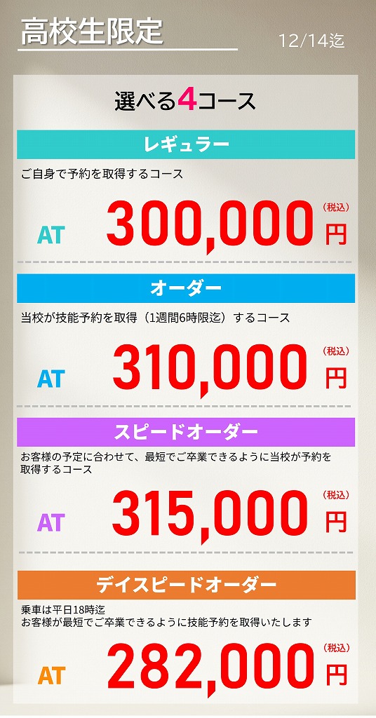 高校生 免許 料金