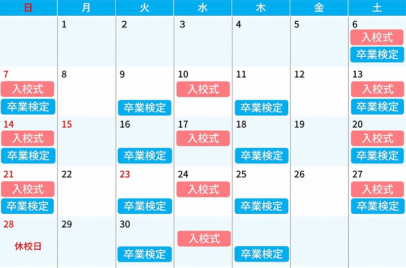 ロイヤルドライビングスクール広島　卒業検定日　入校日