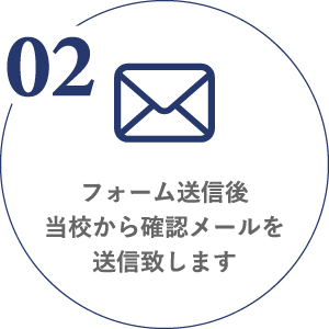 フォーム送信後、当校から確認メールを送信致します