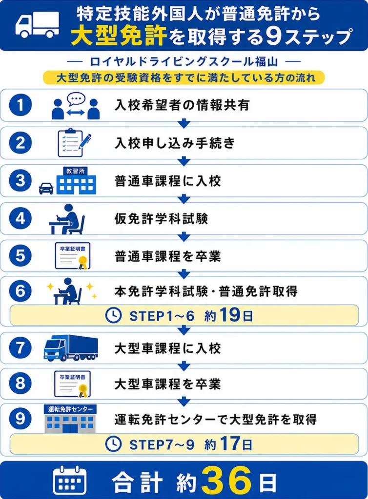 特定技能外国人が普通免許から大型免許を取得する9ステップ